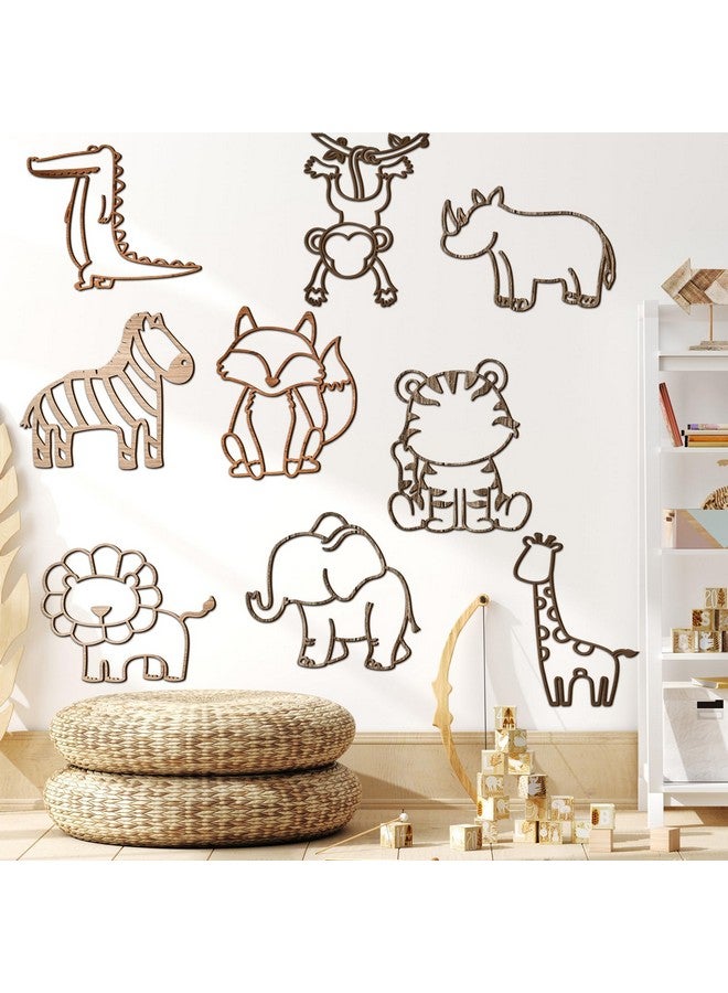 Soaoo 9 Pcs Jungle Animal Woodland Decor Safari Nursery Wall Art Animal Theme Wall Decor Jungle Theme Nursery Decor for Baby Girls Boys Toddler Bedroom Playroom Classroom Decorations - Image 1