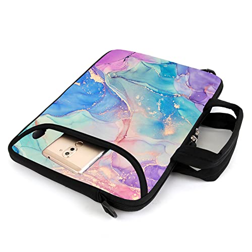 AMARY 13" 13.3" laptop sleeve chromebook case adjustable shoulder strap with handle accessory pocket (Marble-1) - Image 5