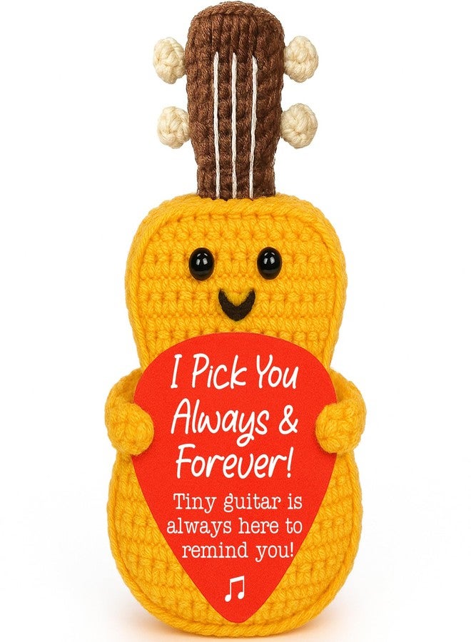 IDEGIFT Guitar Crochet Birthday Gifts for Boyfriend, Girlfriend, Husband, Wife, Friend, Him, Christmas Wedding Anniversary Valentines Day Present, Handmade Positive Guitar Gift for Guitar Player, Musician - Image 1