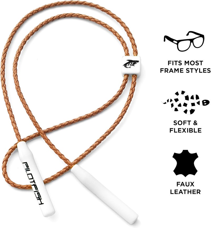 Pilotfish Leather Sunglasses Strap - Glasses Retainer Cord for Men or Women, Secure Chain Eyeglass or Sunglass Holder - Image 2