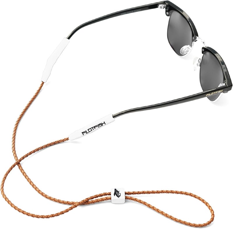 Pilotfish Leather Sunglasses Strap - Glasses Retainer Cord for Men or Women, Secure Chain Eyeglass or Sunglass Holder - Image 1