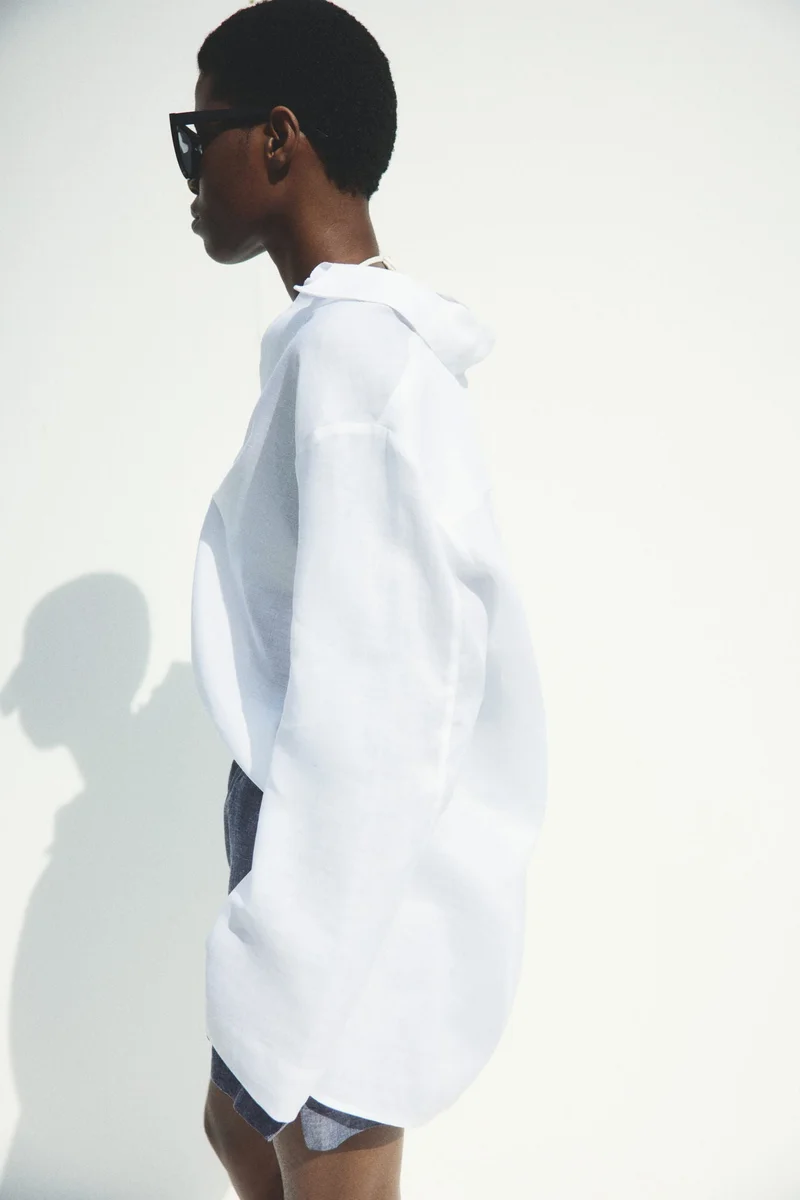 H&M Linen-blend paper bag shorts