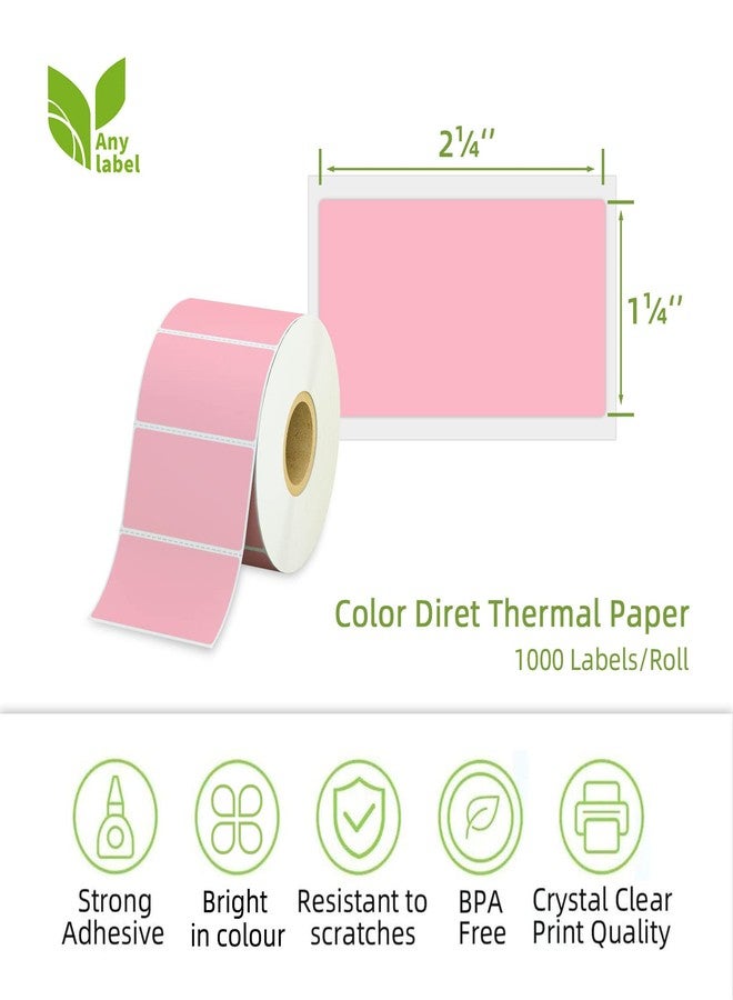 Anylabel 2.25" x 1.25" Pink Direct Thermal Labels, Replacement for Self-Adhesive Address Shipping Barcode Thermal Stickers, Compatible with Rollo & Zebra Thermal Label Printer(1 Roll, 1000 Labels) - Image 2