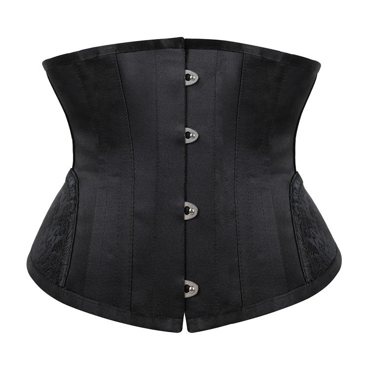 hot Jacquard body shaping top gothic European and American plus size court corset womens corset chest support waist corset Black 4 buttons 