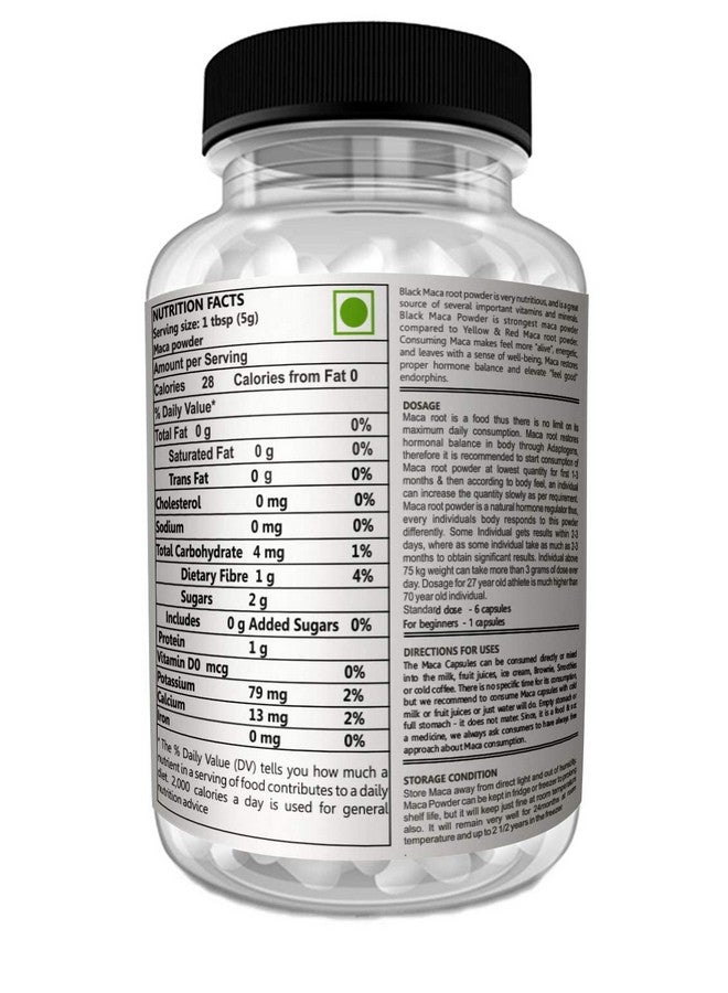 Heilen Biopharm Heilen Biopharm Peruvian Black Maca Root Powder Capsules For Overall Energy Improvement - 500 mg x 180 Per Bottle  - Image 3