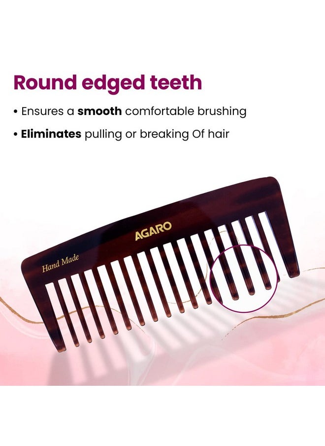 AGARO AGARO Hand Made Comb, Wide Teeth Shampoo comb, Smooth Rounded Teeth, Hair Styling, Grooming, Hair Brushing, Hair Dressing, Cellulose Acetate Comb, For Men & Women, HMC79, Brown.  - Image 3