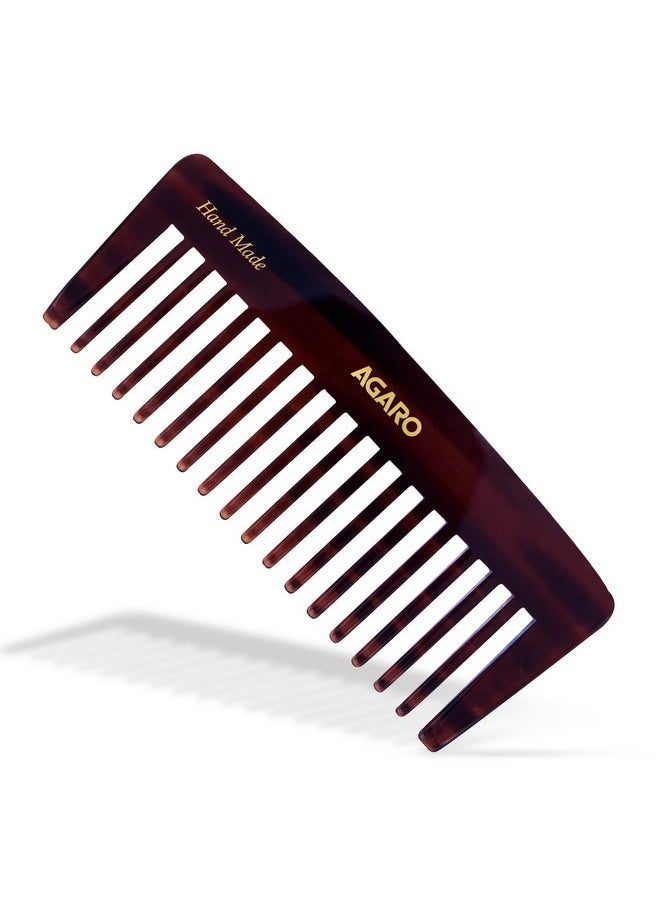 AGARO AGARO Hand Made Comb, Wide Teeth Shampoo comb, Smooth Rounded Teeth, Hair Styling, Grooming, Hair Brushing, Hair Dressing, Cellulose Acetate Comb, For Men & Women, HMC79, Brown.  - Image 1