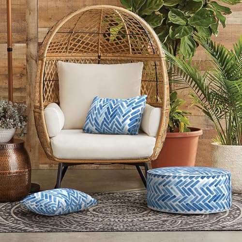 LVTXIII Set of 2 Patio Lumbar Pillows, 12”x20” Fade Resistant Outdoor Lumbar Pillow with Inners, Fluffy Decorative Garden Lumbar Cushions for Home Patio Coach Sofa Use, Blue Brick - Image 4