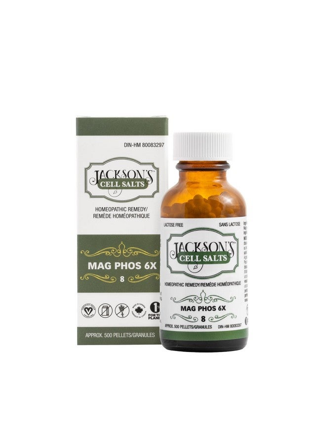 Jackson's Jackson’s Cell Salt #8 Mag phos 6X (500 Pellet Bottle) - Certified Vegan, Lactose-Free Magnesia phosphorica 6X - Image 1