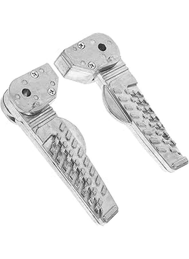 Folding Rear Foot Pegs Motorcycle Footrest Sturdy Aluminum Pedals Rider Support Black - Image 1
