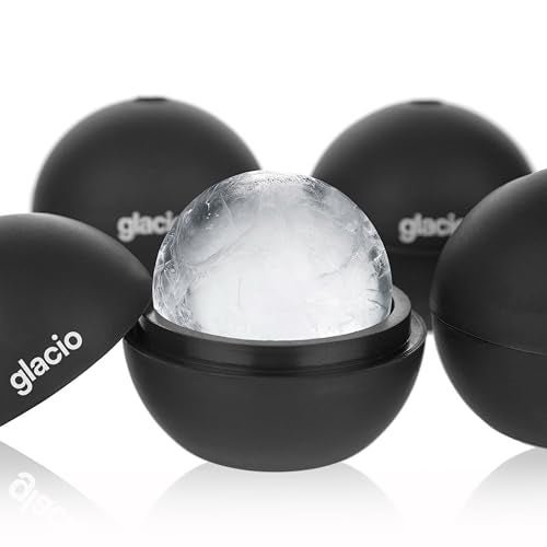 glacio Round Ice Cube Molds  Whiskey Sphere Maker  Makes 25 Inch Ice Balls  4 Pack