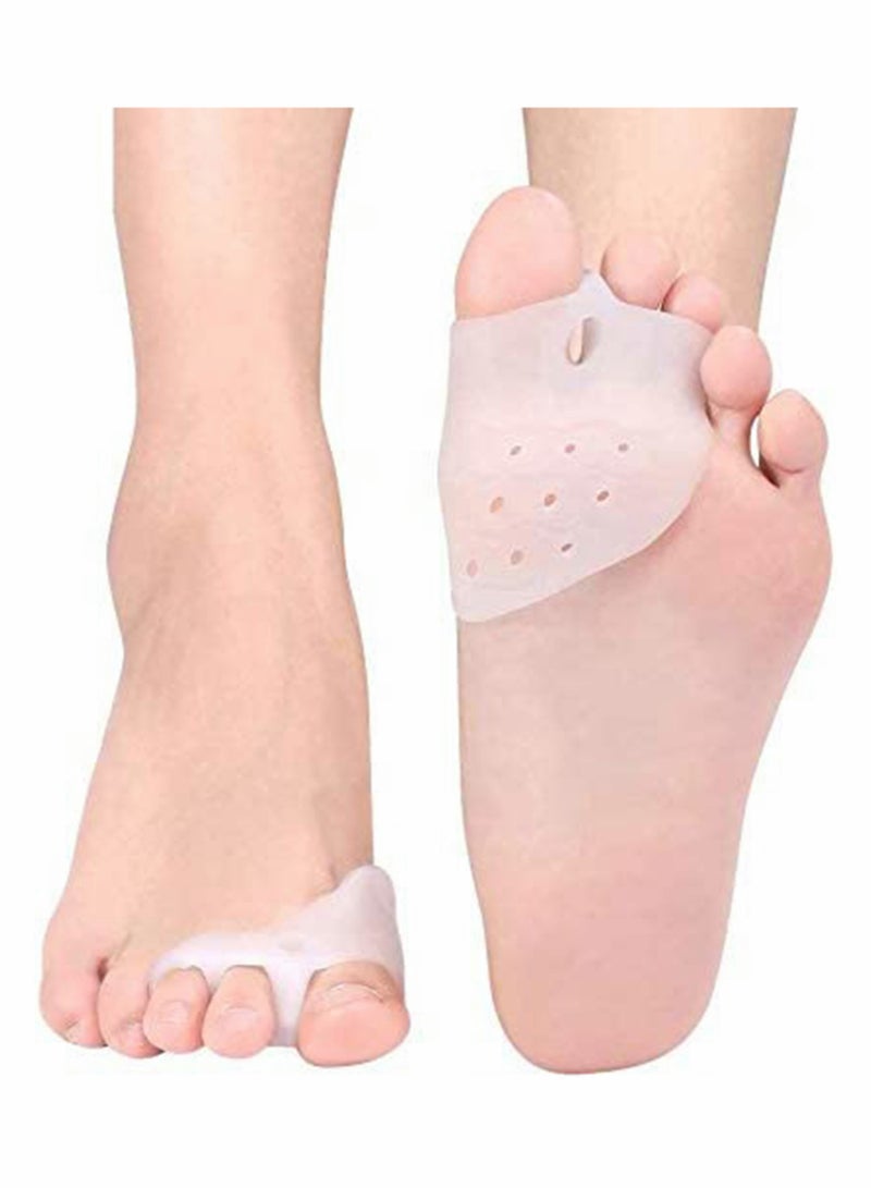 Excefore 3-Toe Holes Separator Silicone Bunion Protector Harmmer Toe Spacer for Forefoot Cushion, Foot Rubbing Pads, Hallux Valgus Pain Relief for Women and Men Wear in Shoes, 2 Pairs - Image 1