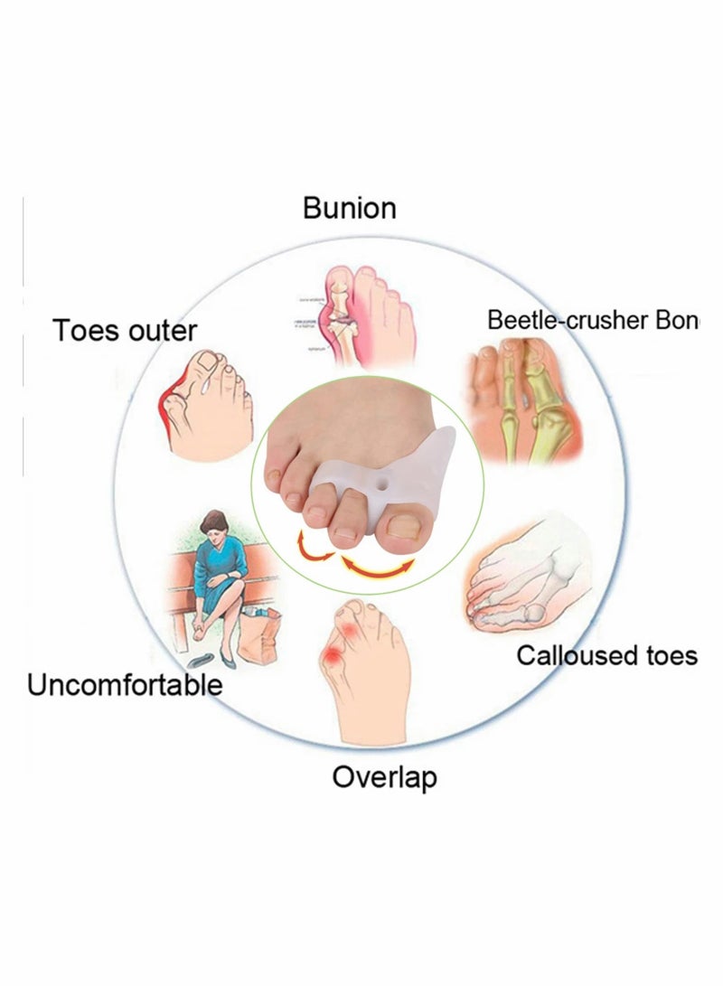 Excefore 3-Toe Holes Separator Silicone Bunion Protector Harmmer Toe Spacer for Forefoot Cushion, Foot Rubbing Pads, Hallux Valgus Pain Relief for Women and Men Wear in Shoes, 2 Pairs - Image 4