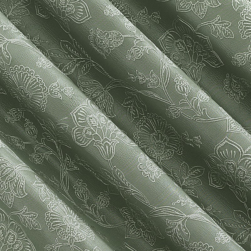 Sun Zero Brookhaven 2-Pack Embroidered Floral Pleated Look 100% Blackout Back Tab Curtain Panel Pair, 50" x 96", Moss Green - Image 4