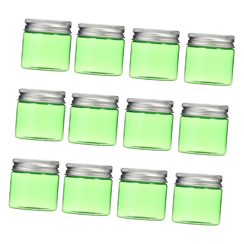 12 Pack 50g Green Plastic Cream Jars With Aluminum Lids Refillable Travel Cosmetic Containers - Image 2