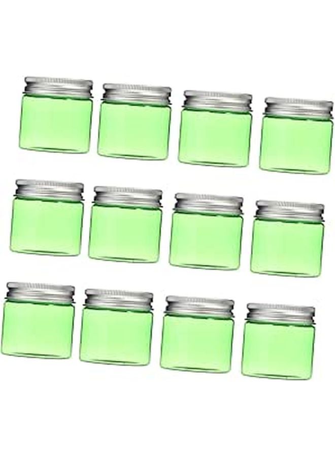 12 Pack 50g Green Plastic Cream Jars With Aluminum Lids Refillable Travel Cosmetic Containers - Image 1