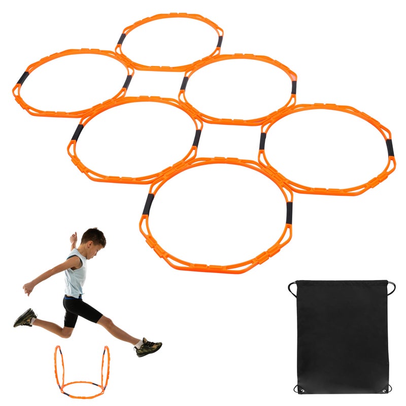 Hikeen Octagonal Agility Rings, Speed Rings, Youth Agility Footwork Training and Speed Hurdles Ladder, Fitness Equipment Sport Workout for Soccer, Home Gym, 6 Firm Rings Set - Image 1
