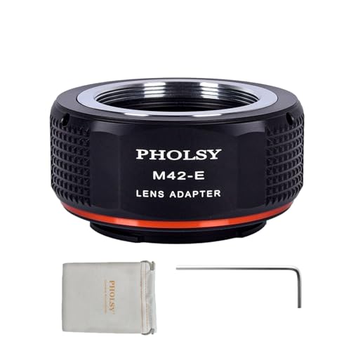 PHOLSY Lens Mount Adapter Manual Focus: Compatible with M42 Lens to Sony E (NEX) Camera Body - Image 1