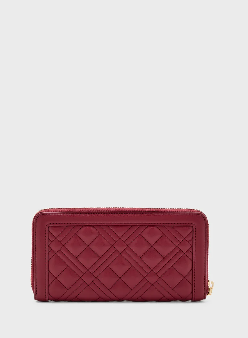 لوف موسكينو Logo Detailed Zip Over Wallet