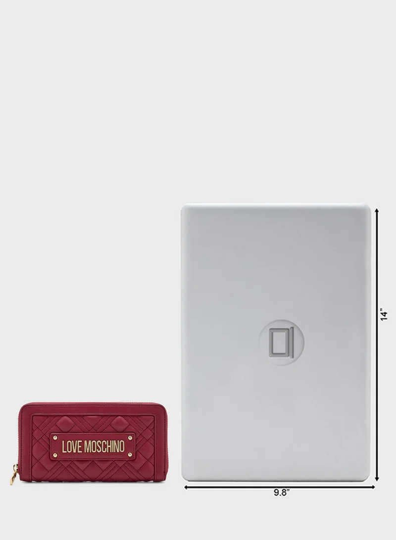 لوف موسكينو Logo Detailed Zip Over Wallet