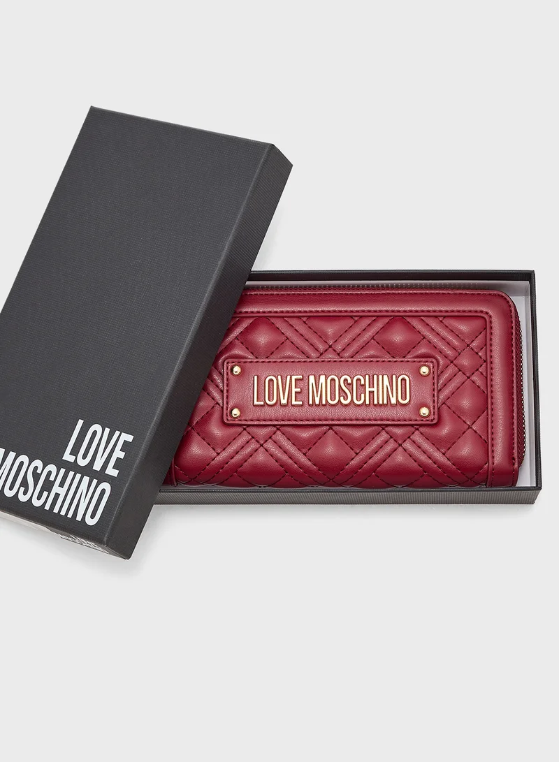 لوف موسكينو Logo Detailed Zip Over Wallet