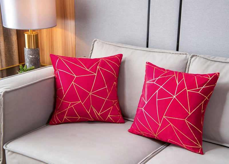 YONGLIU YONGLIU Throw Pillow Covers Velvet Decorative 2 Packs Ultra-Soft Cushion Case for Christmas Sofa Bedroom Car Living Room (Red  16""X16"")  - Image 3
