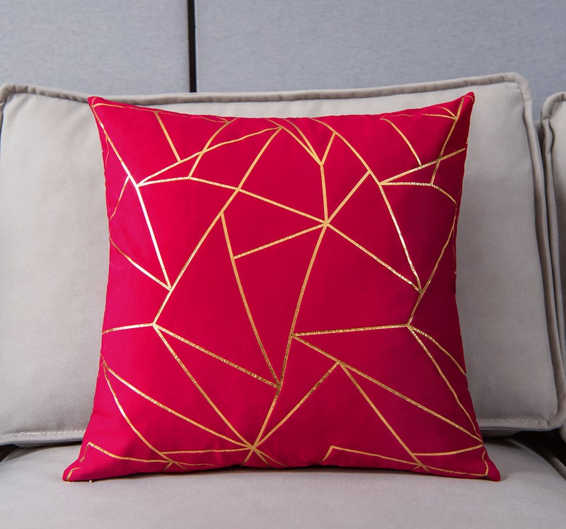YONGLIU YONGLIU Throw Pillow Covers Velvet Decorative 2 Packs Ultra-Soft Cushion Case for Christmas Sofa Bedroom Car Living Room (Red  16""X16"")  - Image 2