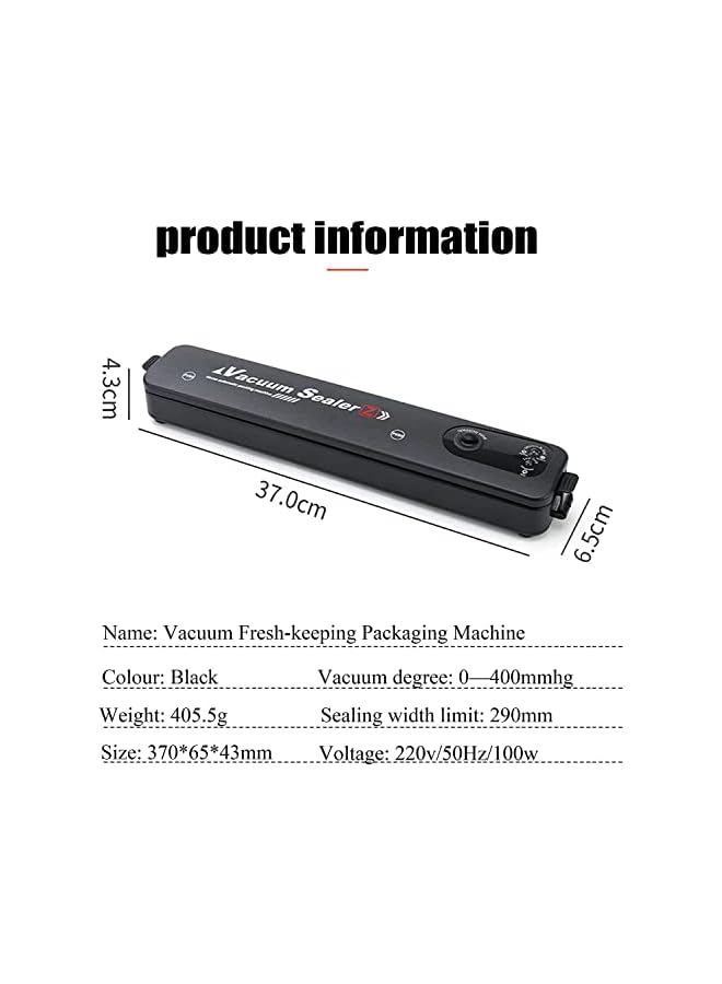 vesus Food Vacuum Sealer Machine,Vacuum Packing Machine,Heat Sealer,Black Food Vacuum Sealing Machine, Equipped With 10 Sealed Bags For Food Preservation. - Image 2