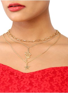Just Peachy Just Peachy Women’s Gold-Plated Layered Necklace – Chic Multi-Layered Chain Design, Lightweight & Comfortable, Hypoallergenic Jewelry, Perfect for Any Occasion, Durable & Stylish Accessory  - Image 2