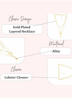 Just Peachy Just Peachy Women’s Gold-Plated Layered Necklace – Chic Multi-Layered Chain Design, Lightweight & Comfortable, Hypoallergenic Jewelry, Perfect for Any Occasion, Durable & Stylish Accessory  - Image 4