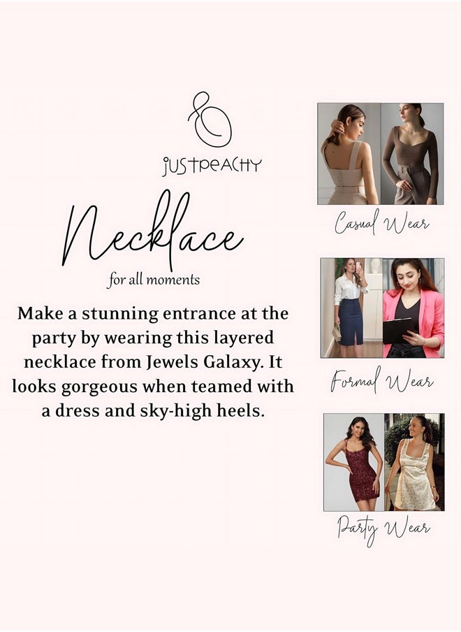 Just Peachy Just Peachy Women’s Gold-Plated Layered Necklace – Chic Multi-Layered Chain Design, Lightweight & Comfortable, Hypoallergenic Jewelry, Perfect for Any Occasion, Durable & Stylish Accessory  - Image 5