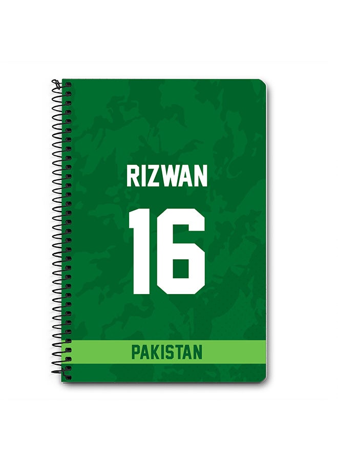 Stylizedd Designer A5 Spiral Notebook Memo Notepad Journal Player - Mohammad Rizwan, Jersey Number -16 - Image 1