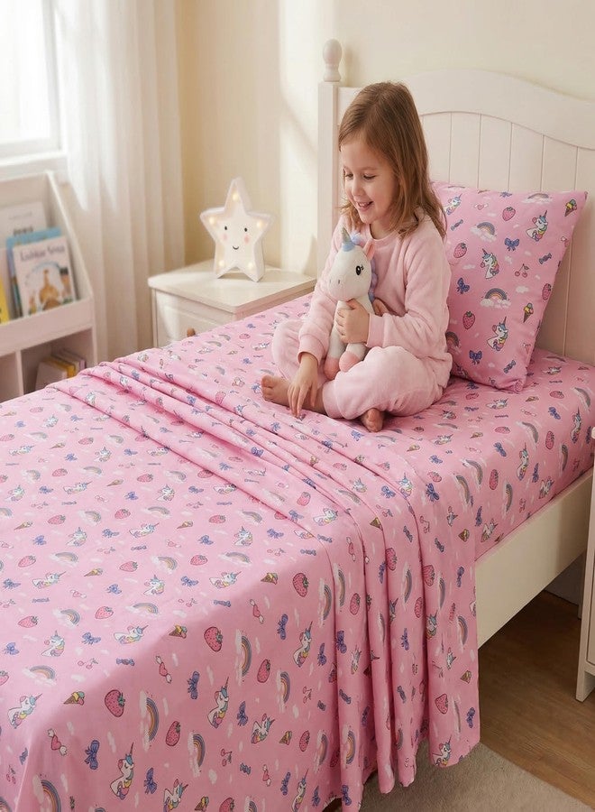YIYEA 100% Cotton Kids Sheets, Ultra Soft Cozy Cute Bed Sheets Set for Girls, Boys, Teens, 16" Deep Pocket, 3PC, Twin - Image 1