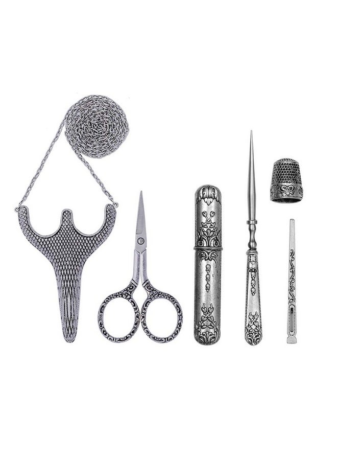 Butuze - Embroidery Scissors Stainless Steel Safety Scissors Thread Cutter With Sheath Sewing Needle Case Awl Thimble For Sewing Cutting Art Work Embroidery Needlework - Image 1