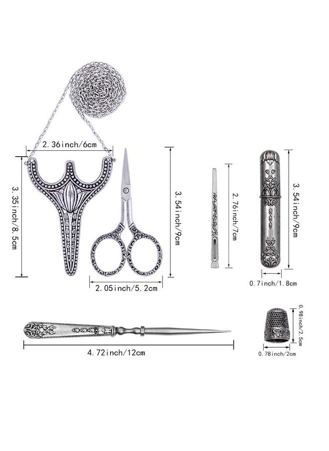 Butuze - Embroidery Scissors Stainless Steel Safety Scissors Thread Cutter With Sheath Sewing Needle Case Awl Thimble For Sewing Cutting Art Work Embroidery Needlework - Image 1