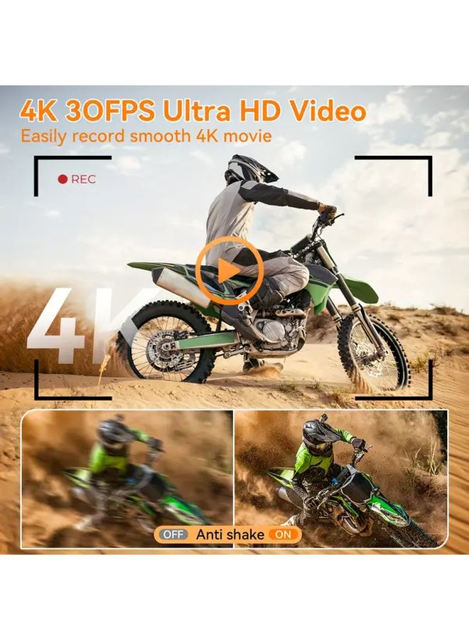 4K Digital Camera 50MP Vlogging Camera 16x Zoom 180 Flip Screen Auto Focus Black - Image 3