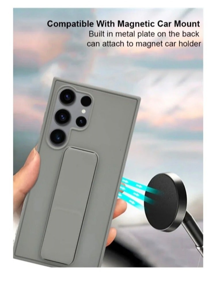 ARMOR Case Cover For Samsung Galaxy S25 Ultra With Magnetic Hand Grip 3 in 1 Grey - Image 3