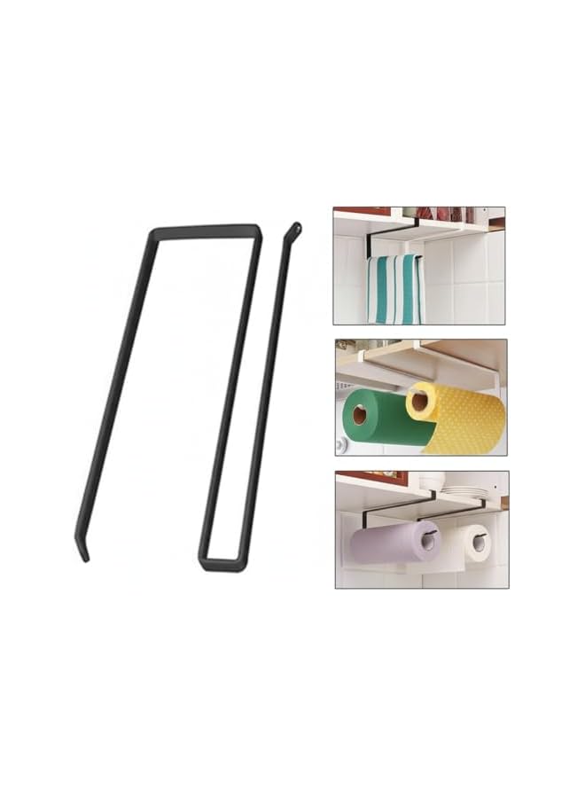 S-TOP Black Iron Door Mount Paper Towel Holder (Pack of 1) | No Drill Tissue Roll & Toilet Paper Holder for Bathroom, Kitchen & Cabinet Doors - Image 4