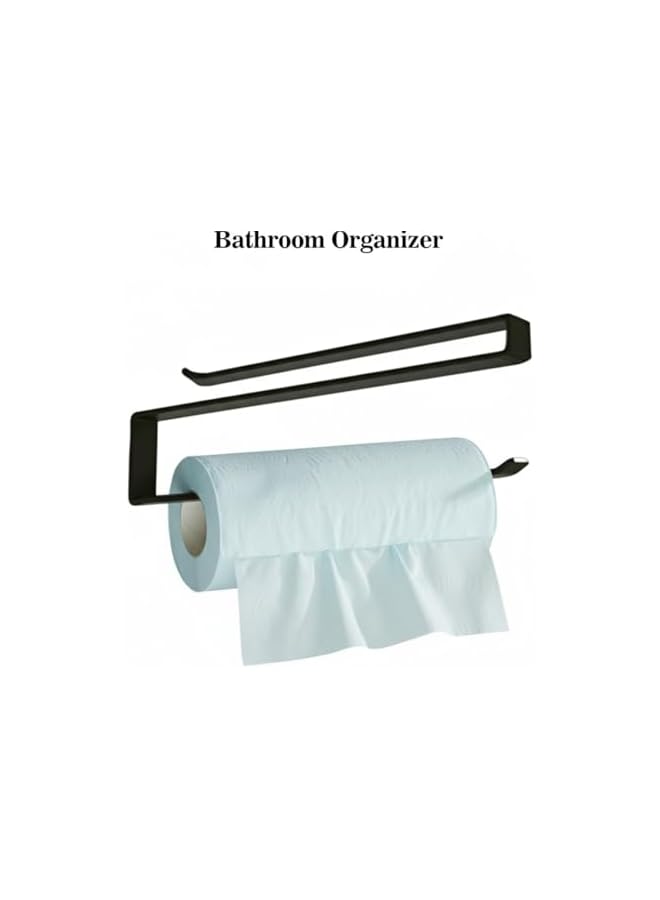S-TOP Black Iron Door Mount Paper Towel Holder (Pack of 1) | No Drill Tissue Roll & Toilet Paper Holder for Bathroom, Kitchen & Cabinet Doors - Image 5