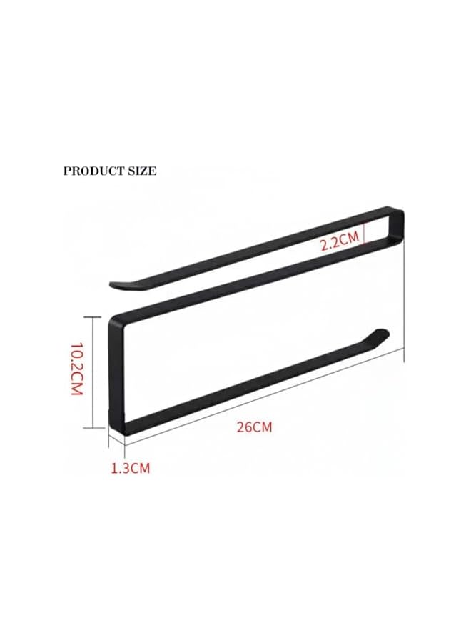 S-TOP Black Iron Door Mount Paper Towel Holder (Pack of 1) | No Drill Tissue Roll & Toilet Paper Holder for Bathroom, Kitchen & Cabinet Doors - Image 2