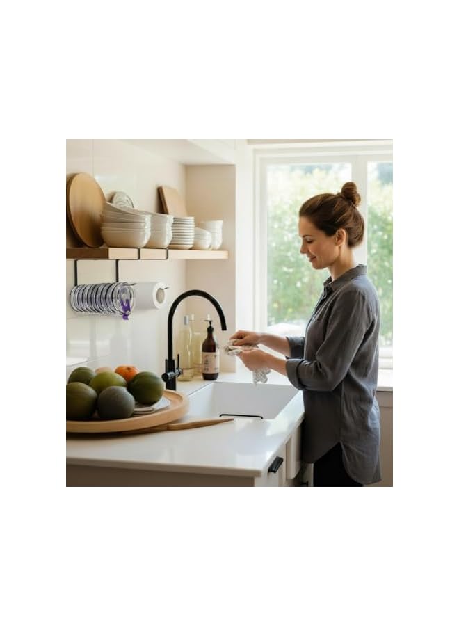S-TOP Black Iron Door Mount Paper Towel Holder (Pack of 1) | No Drill Tissue Roll & Toilet Paper Holder for Bathroom, Kitchen & Cabinet Doors - Image 3