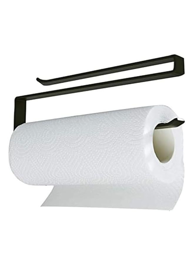 S-TOP Black Iron Door Mount Paper Towel Holder (Pack of 1) | No Drill Tissue Roll & Toilet Paper Holder for Bathroom, Kitchen & Cabinet Doors - Image 1