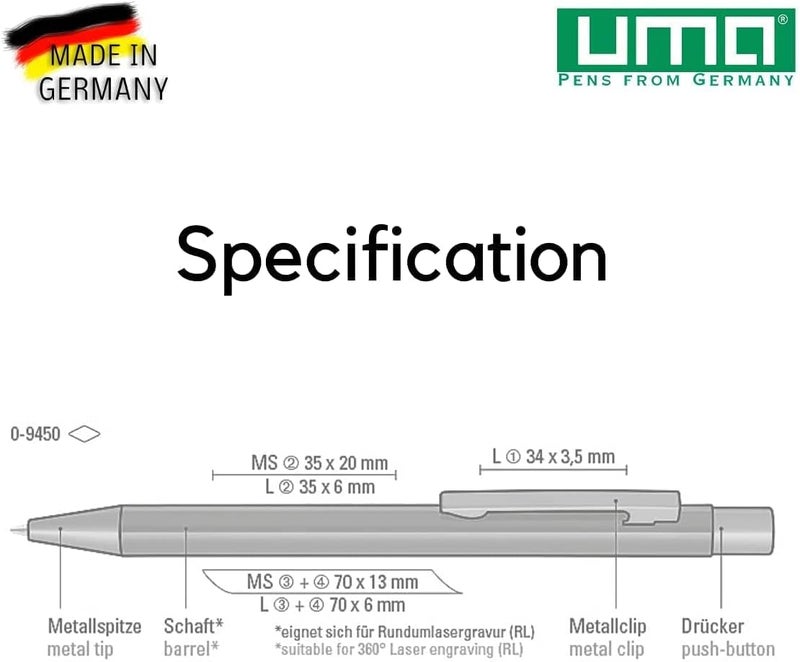 UMA Retractable Ballpoint Pen - Sky Blue - Image 4