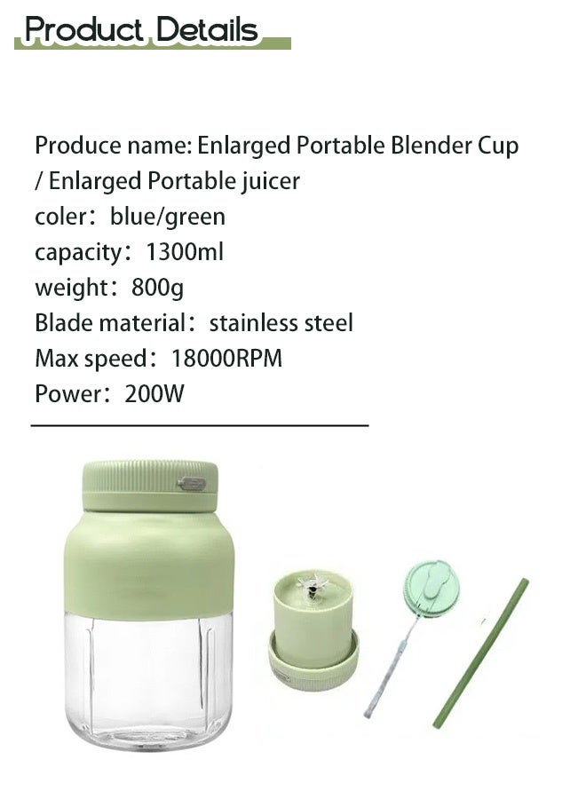 Enlarged Portable Blender Cup - 38 Stainless Steel Blades USB Rechargeable Blender Juicer Juice Cup - Home Size Juice Cup for Camping, Travel & Home - Image 5
