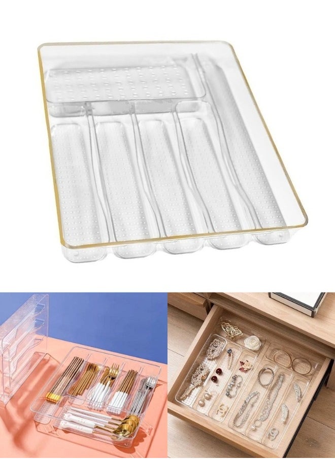 Happy Home Kitchen Drawer Cutlery Organizer Tray 5 Slot Cutlery Holder 34*24Cm  - Image 1