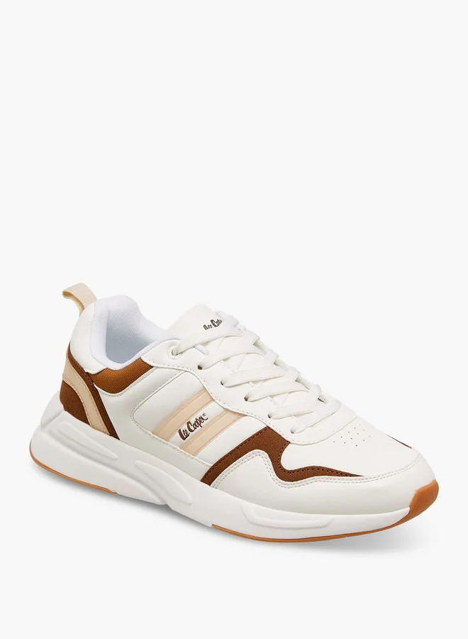لي كوبر Men's Panelled Lace-Up Sneakers with Pull Tab