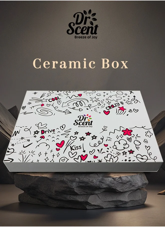 Dr Scent Dr Scent Ceramic Scent Gift Box | Includes 4 Essential Oils: (10ml each) – Perfect for Home Aromatherapy, Relaxation & Luxury Ceramic Diffuser Experience