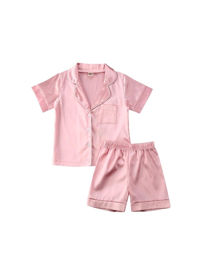 Baby Girls Boys Summer Pyjamas Set Solid Color Short Sleeve Top Elastic Waist Pants Sets