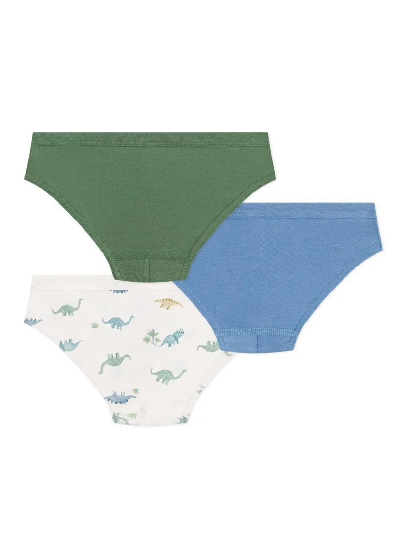 بيتي باتو Set of 3 children's cotton briefs with dinosaur print