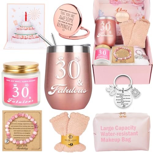 Awfrky 30th Birthday Gifts For Women Happy 30 Year Old Birthday Basket Gifts Box for Her Women Friends Female Mom Wife Daughter Sister Girlfriend Coworker Bestie Birthday Unique - Image 1